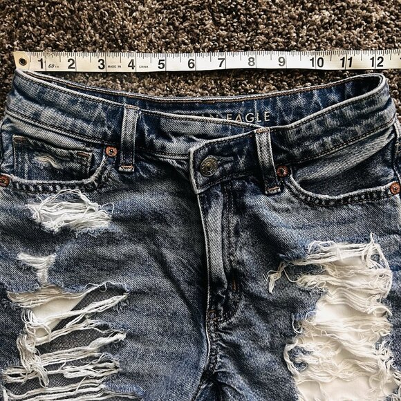 AE Ripped Jean Shorts Size 0 | 4” Inseam Distressed - Picture 5 of 7